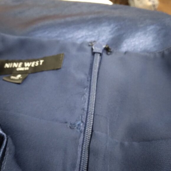 Royal Blue Bow Ruffle Satin Dress Evening Party Dress | Size 8 - Picture 10 of 10